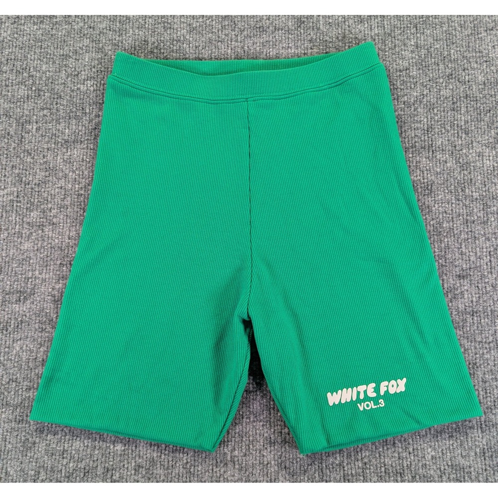 White Fox Vol. 3 Ribbed Biker Shorts Green XS High Rise Activewear AU-DC002286